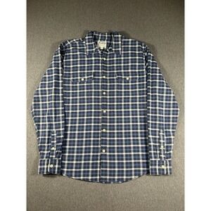 Lucky Brand Men's‎ Large Blue Plaid Saturday Stretch Long Sleeve Flannel Shirt L